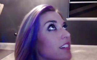 Gorgeous seductive redhead teen sucks and fingers her pussy